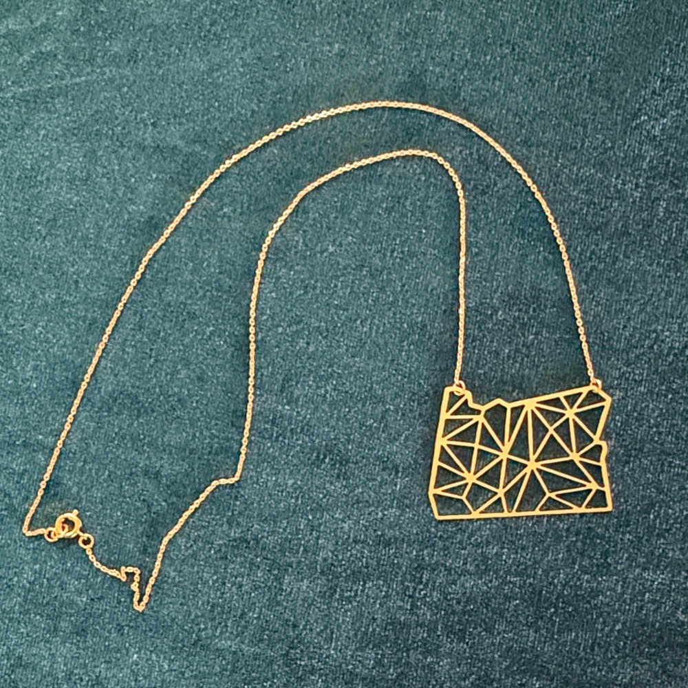 Gold Geometric Pendant Oregon Necklace - Women Jewelry